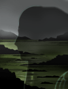 A shadowy figure overlooking a poisonous river.