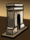 A large marble arch.