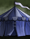 A blue carnival tent.