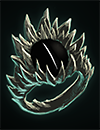 A spiked gemstone ring with a closed eye.