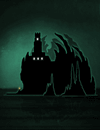 A cylindrical fortress near a sea.