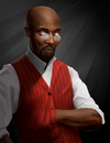A well-dressed man with glasses.