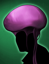 A person wearing a mushroom.