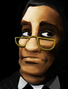 A shrewd man wearing glasses.