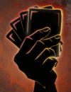 A hand holding a card game.