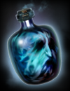 A mystical bottle with a strange face floating within.