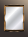 A bronze-framed mirror with a warped frame.
