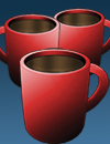 Many coffee cups.