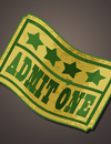 A yellow ticket reading "ADMIT ONE".