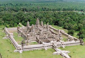The ancient temple of Angkor Wat.