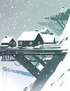 A town built in a snowy mountain.