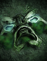 A Watchful Skull on the zee-floor, with violant eyes.